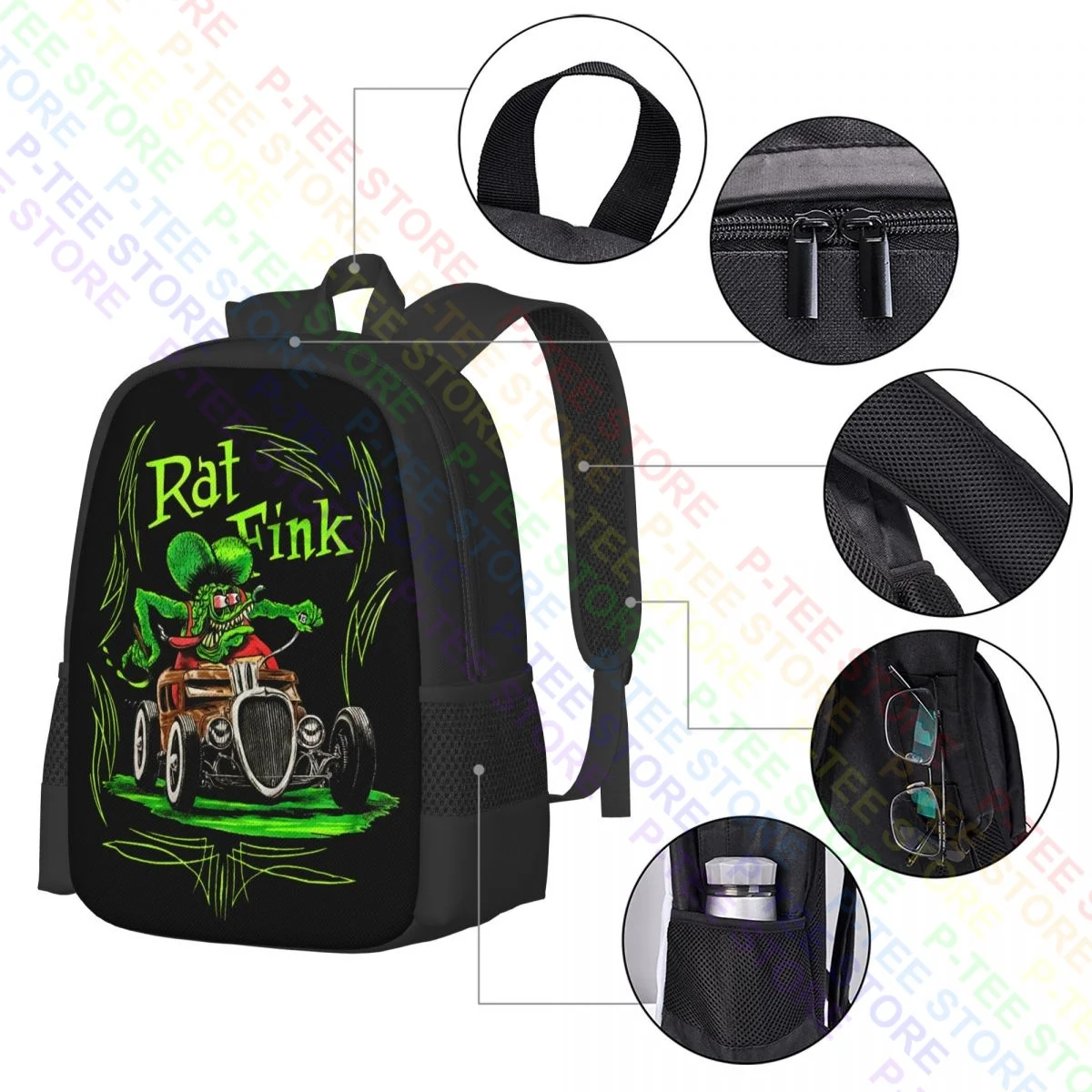 Rat Fink Ed Roth Drag Racing Hot Rod ClassicBackpack Large Capacity Fashion Outdoor Running