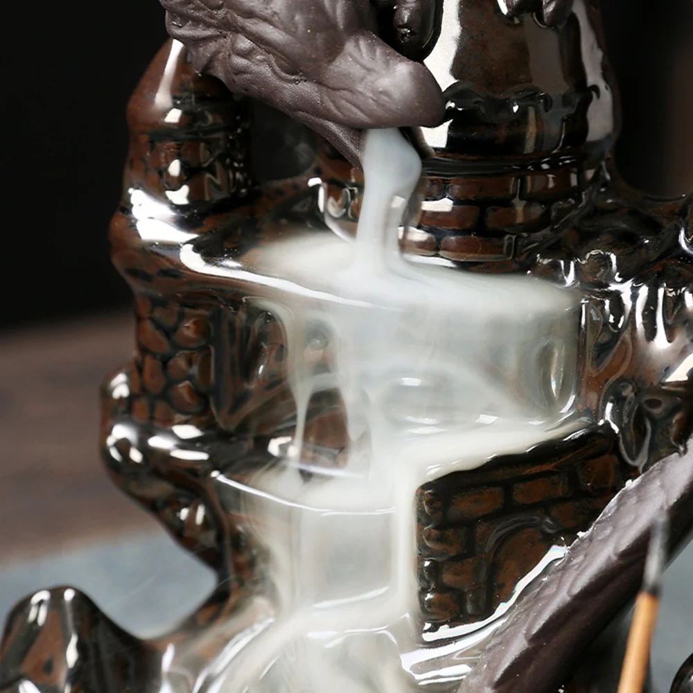 A25I-Incense Waterfall Incense Burner Dragon Decorative Game Mixed Incense Cone Waterfall Smoking Room Decor