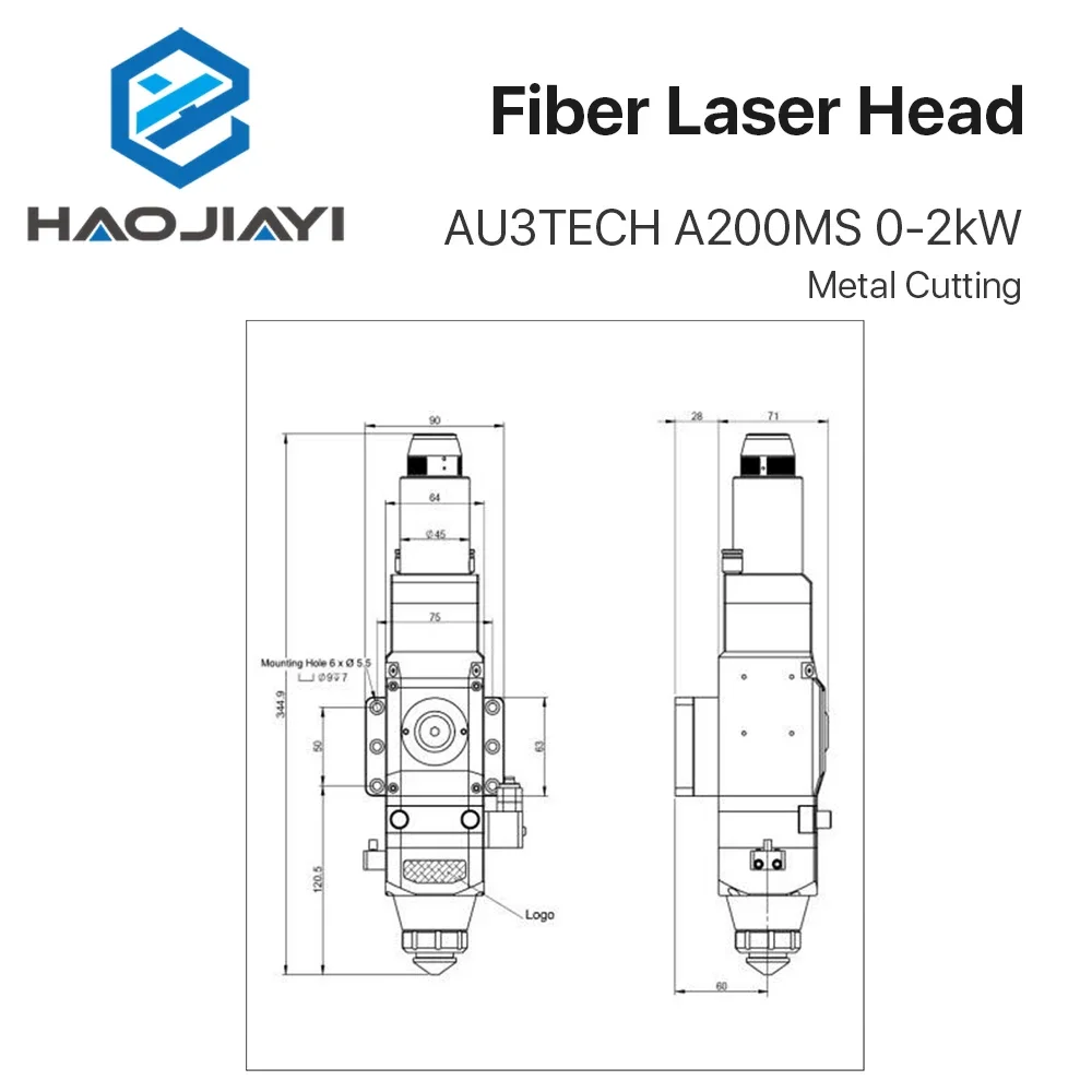 Tête de découpe en métal pour machine laser, mise au point automatique, AU3TECH A200MS, tête laser OBH, D30, CL100, FL125, céramique, D28, 0-2KW