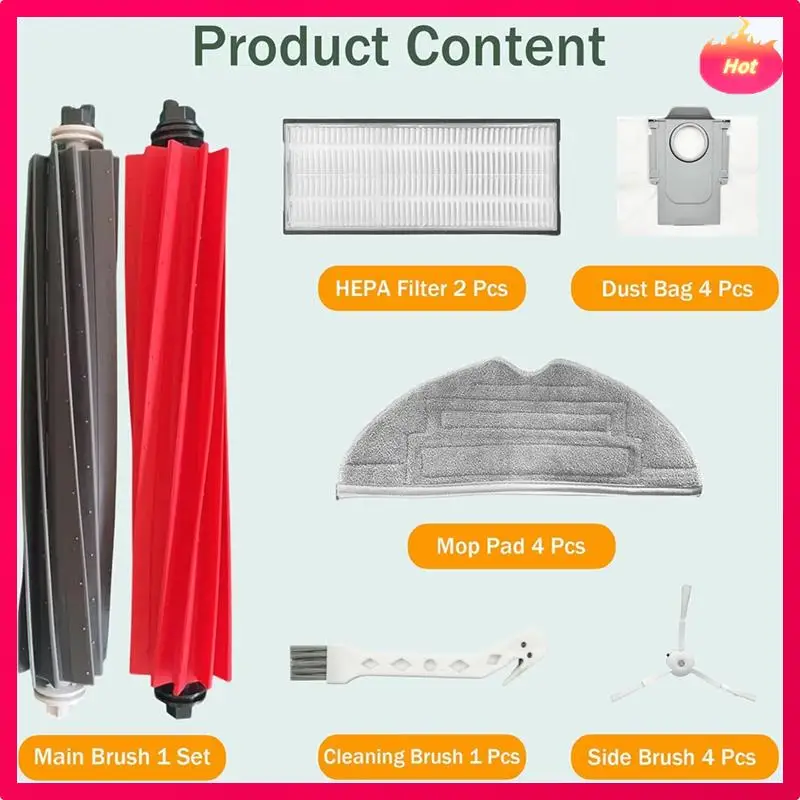 

ABYP For Roborock Q8 Max+ And Q8 Max Vacuum Cleaner Replacement Accessories Kit Main Side Brushes Filters Mop Pads Dust Bags