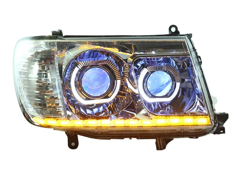 

Car Front Led Headlight Daytime Running DRL Head lamp Low High Beam Angel eye for Toyota land cruiser lc100 4700 4500