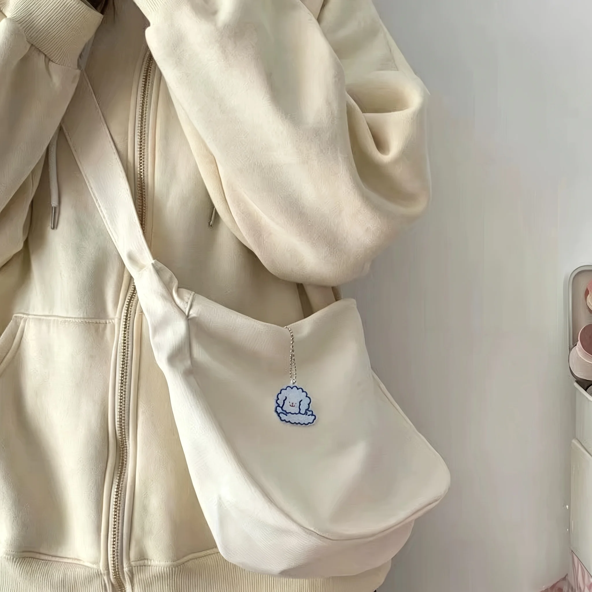 Waffle-Textured Crossbody Bag with a Soft, Squishy Design, Adjustable Wide Shoulder Strap That's Comfortable and Doesn'T Put Strain on the Shoulders, Large Capacity for Carrying Books, Water Bottles, and Other Personal Items, Simple and Versatile Style Suitable for Students and Commuters, a Lightweight Shoulder Bag Suitable for Daily School Trips and Outings view 2