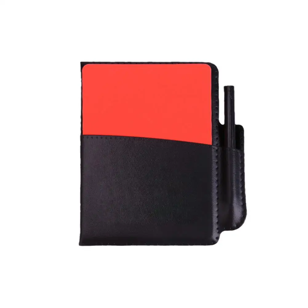 Soccer Referee Record Book Fluorescent Red Yellow Cards Pencil Leather Equipment And With Recording Wallet Paper Football X0m8