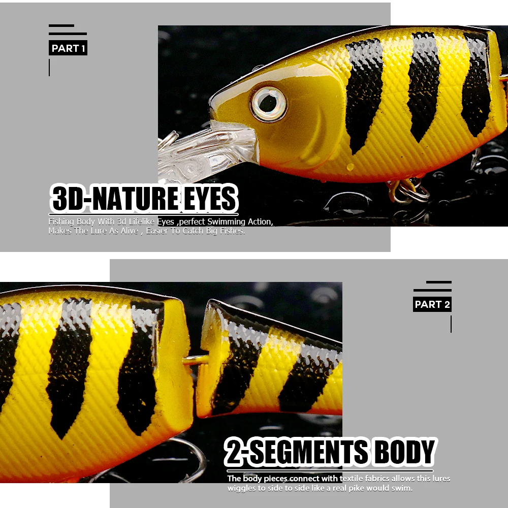 Imagem -05 - Agostie-deep Diving Crankbaits Swimbait Articulado para Bass Fishing Wobblers Flutuantes com Chocalhos Pike Lure 105 mm 15g