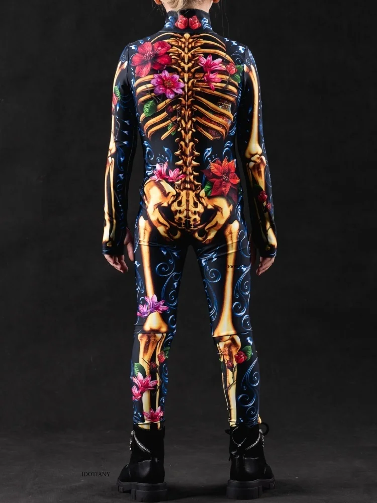 Halloween-Skelett-Horror-Geister-Kostüm für Kinder, Ganzkörperanzug für Karneval, Party, Bühnenaufführung, Rollenspiel, Feiertags-Zentai-Anzug – Detail 9
