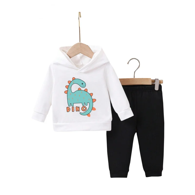 IURNXB Kids 2pc Cartoon Dinosaur Print Hoodie Top Pants Children Clothes Set Cute Baby Outfits Sweatsuits 1-6Y
