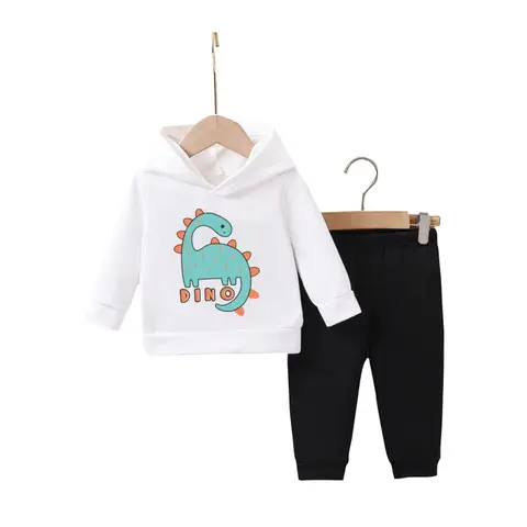 IURNXB Kinder 2-teiliges Cartoon-Dinosaurier-Druck-Hoodie-Oberteil, Hose, Kinderkleidungsset, niedliche Baby-Outfits, Sweatsuits, 1–6 Jahre