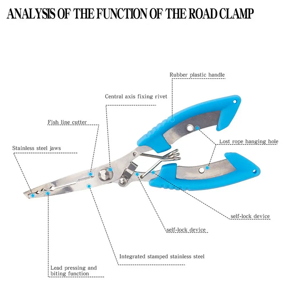 1PCS Stainless Steel Fishing Hook Remover Fishing Pliers Fishing Scissors Multifunction Fish Tongs Road Clamp Fish line Cutter