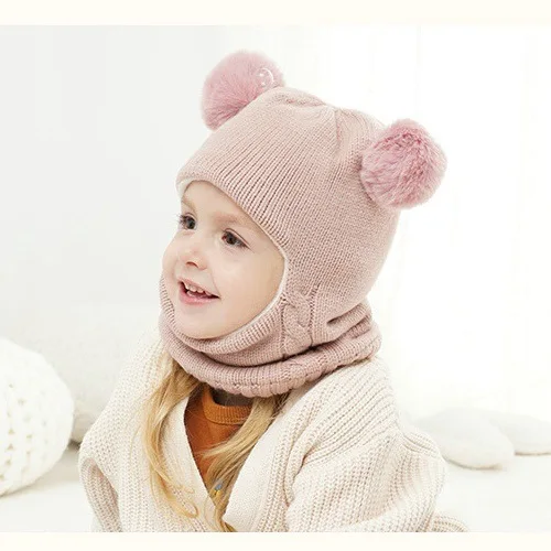 

Children's Hats Necklaces Thick ear-protection Caps Warm Knitted Knitted Wool Caps Kid Baby Boys Girls Winter