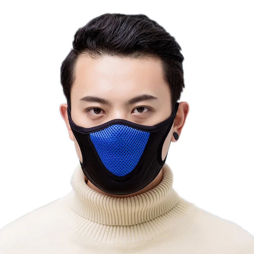 Men\'s Breathable Face Mask Black Mesh Cloth Mouth Cover Adult Washable Reusable 3D Protection Face Mask Party Decoration