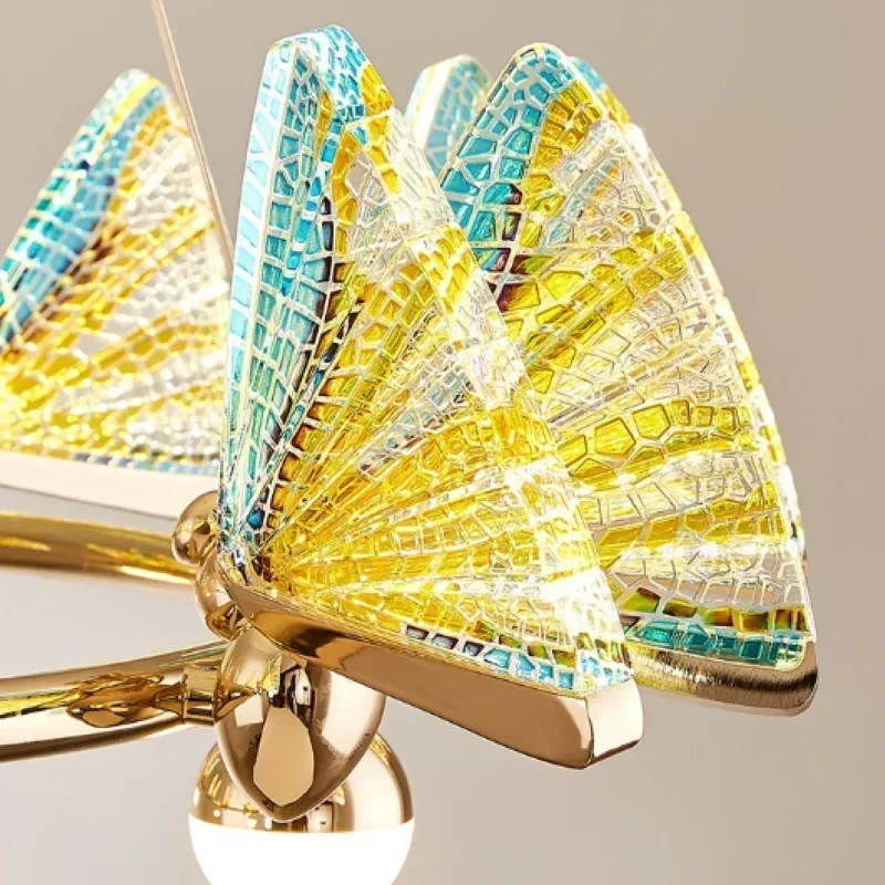 Nordic Creative Circular Butterfly Chandelier Bedroom Living Room Restaurant LED Pendant Lamps Modern Home Lighting Decoration