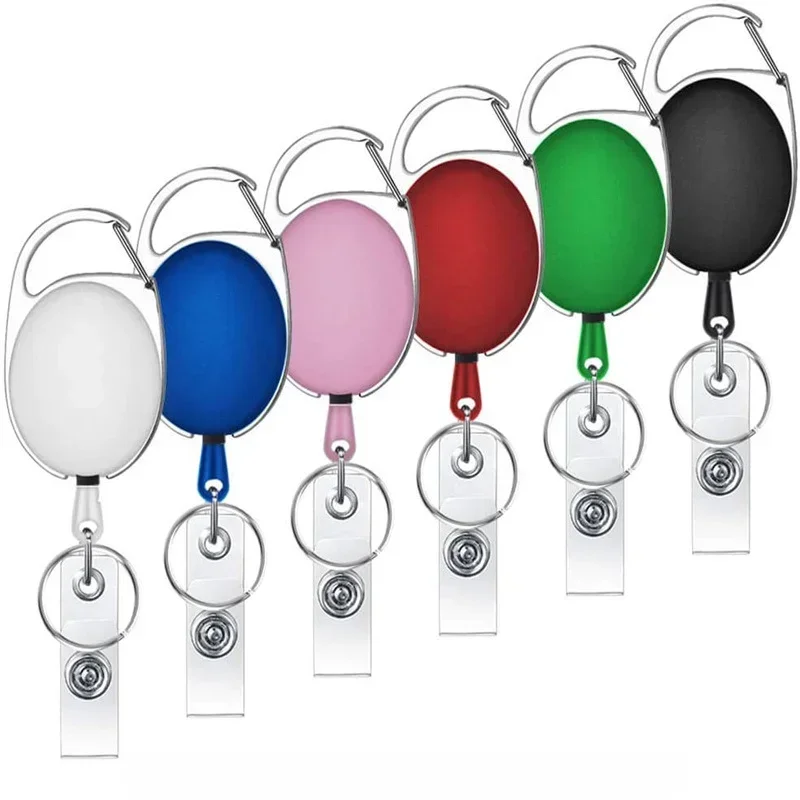 1pc Keychain Pass Work Card Clip Badge Reel Retractable for ID Tag Working Permit Clip Keyring Badge Holder Reel Accessories