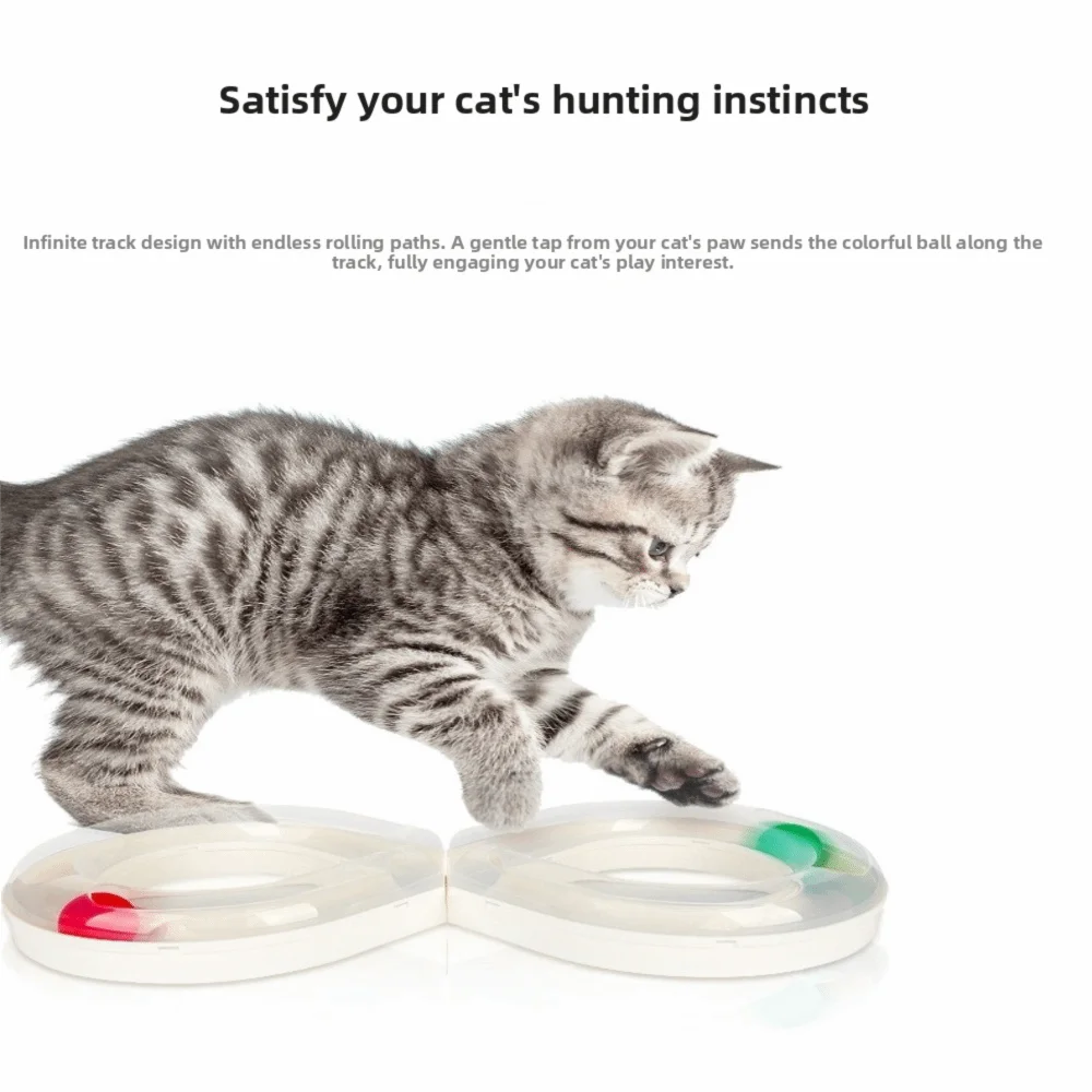 PP Plastic 3-Tier Cat Turntable Durable Instinct Engagement Tracks with Moving Balls Non-slip Base Triple-layer Tracks