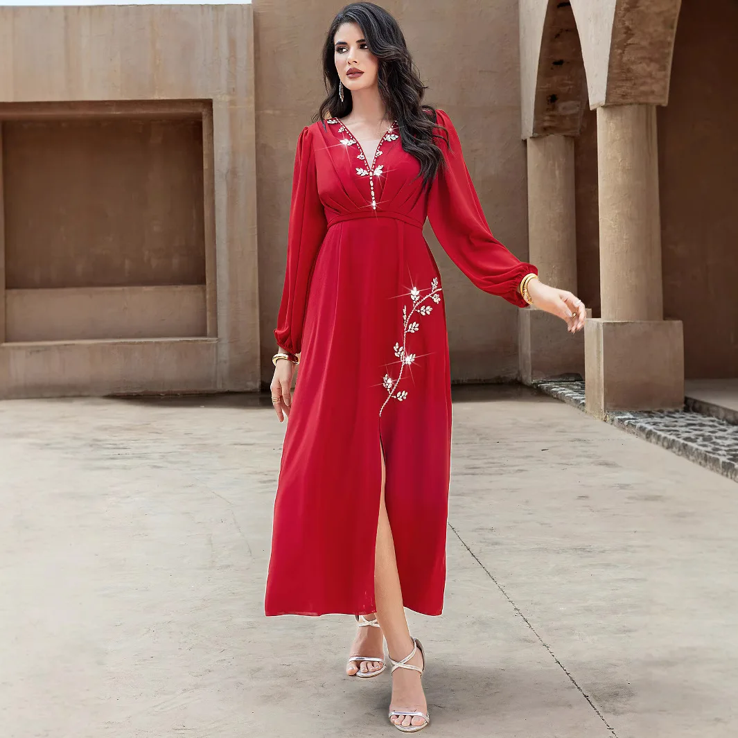 

Elegant Dubai Diamond Abaya Luxury Muslim Dress Women Turkey Kaftan Kebaya Caftan Marocain Femme Robe Islam Clothing Ramadan Eid