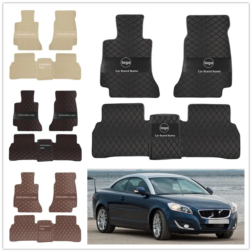 

Для Volvo C70 2008-2010 года изготовленные на заказ кожаные автомобильные коврики для ног, полное покрытие, водонепроницаемые прочные автомобильные аксессуары для интерьера, противоскользящие