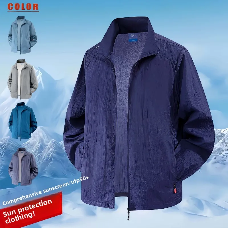 

Men Sun Protection Jacket Ultra Light Ice Silk Breathable UPF50+anti UV Skin Care Cycling Coat Outdoor Camp Fishing Skin Jacket