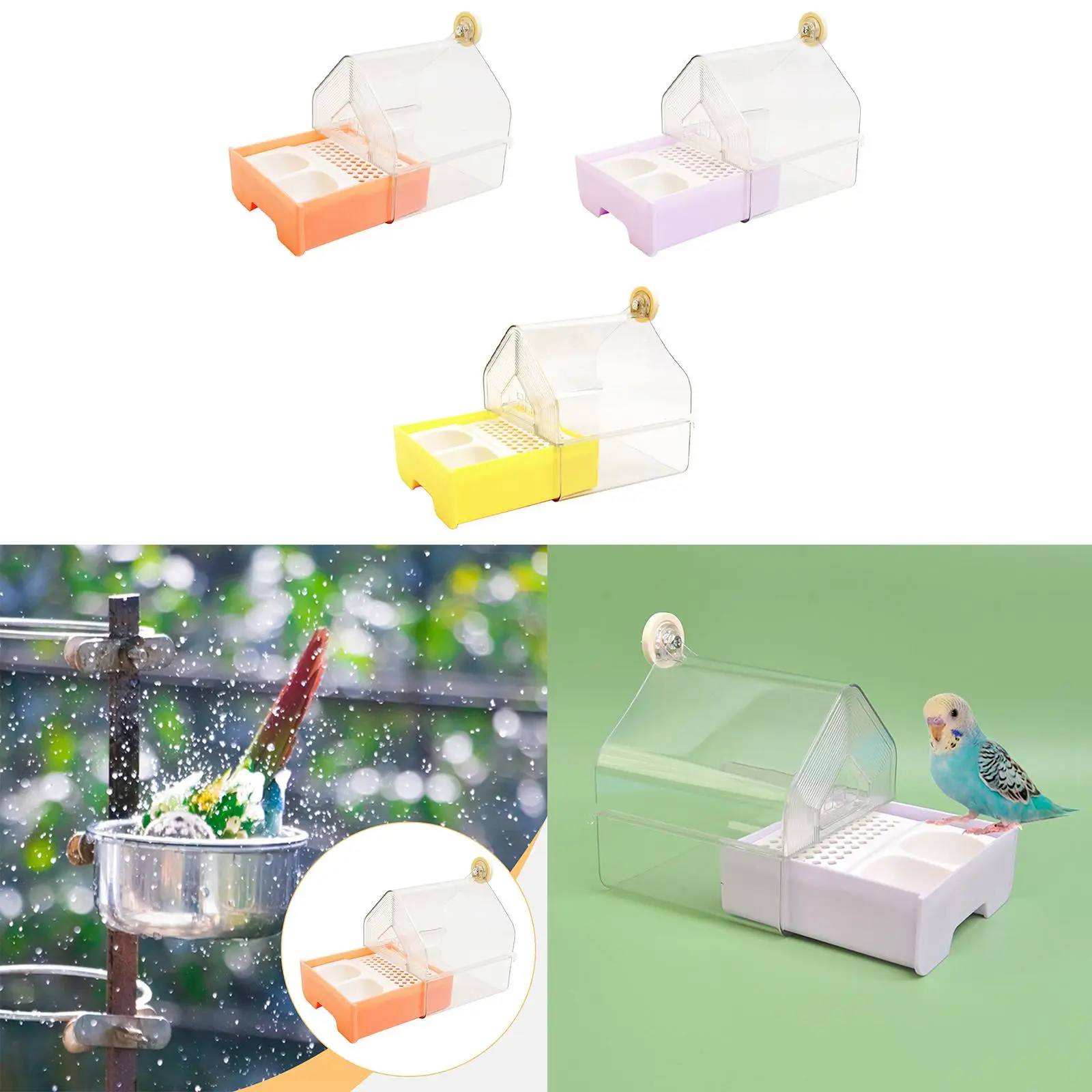 Parrot Bathing Box Accessories Food Feeder Easy Cleaning Parrot Bath Tub Bird Shower for Budgerigar Parrots Like Lovebirds