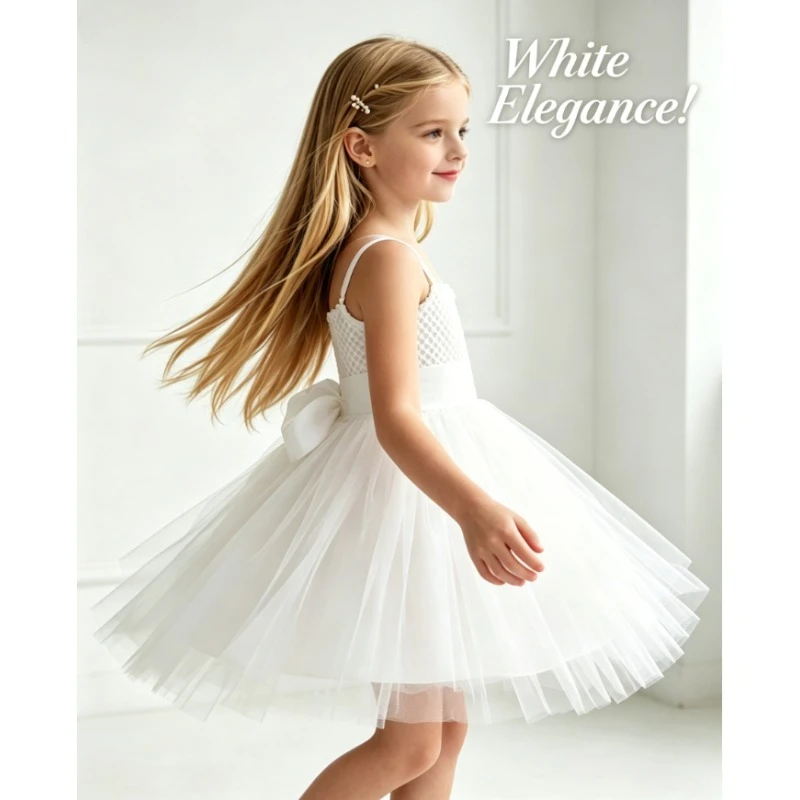 

Girls Tutu Dress Baby Girls Mesh Lined Princess Gown New Year Festive Dress Kids Party Casual Fashion Fluffy Swing Skirt Outfit