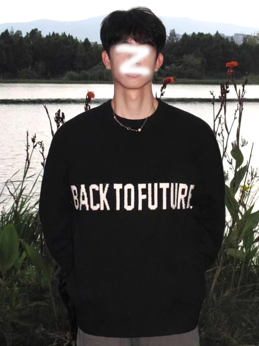 

Американский свитер крупной вязки, свободный крой, круглый вырез, для пар, в стиле кэжуал, универсальный, осенне-зимний, новинка, уличный стиль, для мужчин и женщин