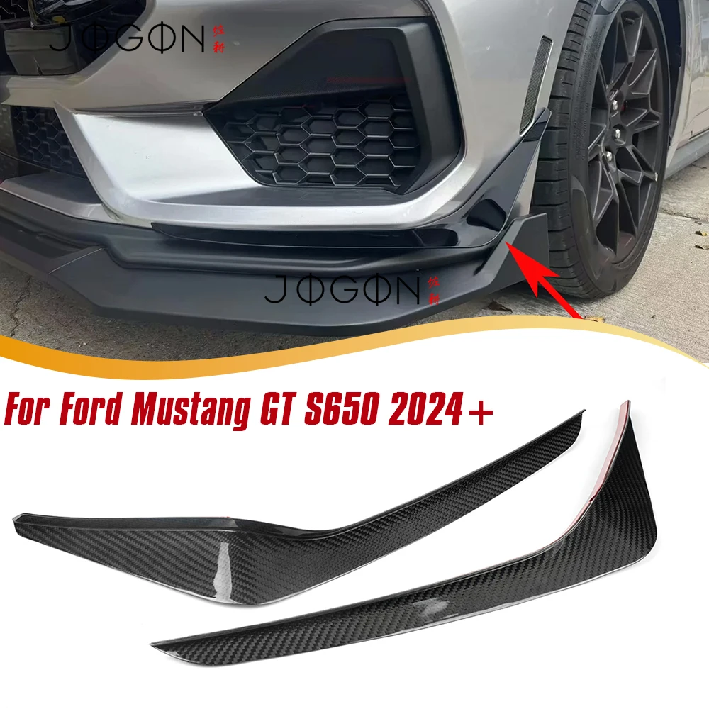 Real Carbon Fiber Car Side Canard For Ford Mustang GT S650 2024 2025 Automotive Exterior Dive Planes Sticker Trim Decorative