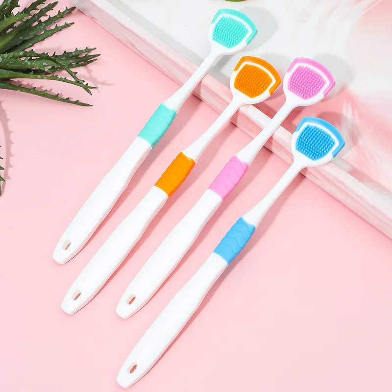 4pcs/pack Silicone Tongue Scraper For Oral Hygiene Tongue Cleaner Reduce Bad Breath For Oral Care Reusable Silicone Tongue Brush