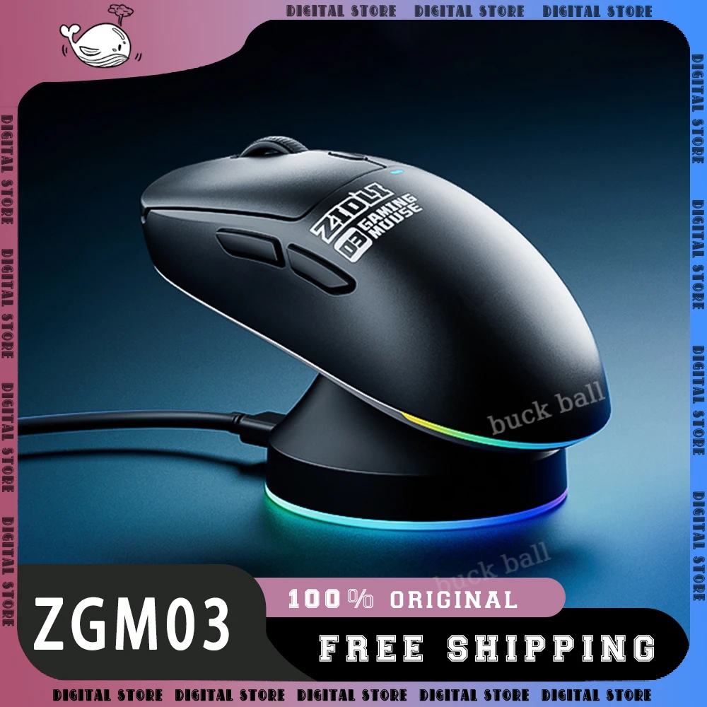 Zidli Zgm03 Mouse Wireless 2.4g Light Weight Mouse Low Latency Ergonomics Rgb Paw3395 Long Endurance Esports Gaming Mouses Gifts