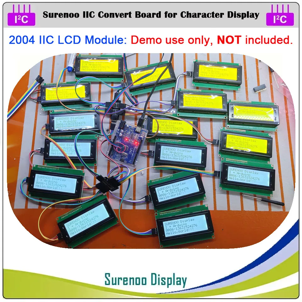Surenoo Serial IIC I2C TWI 1-to-8 Extend Convert Board Module for 1602 2002 2004 Character LCD Module Display for Arduino