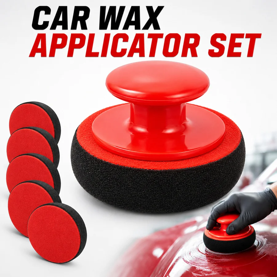 Car Wax Applicator Pad Set with Detachable Handle, Foam Sponge Cleaning Pad for Waxing and Polishing Cloth