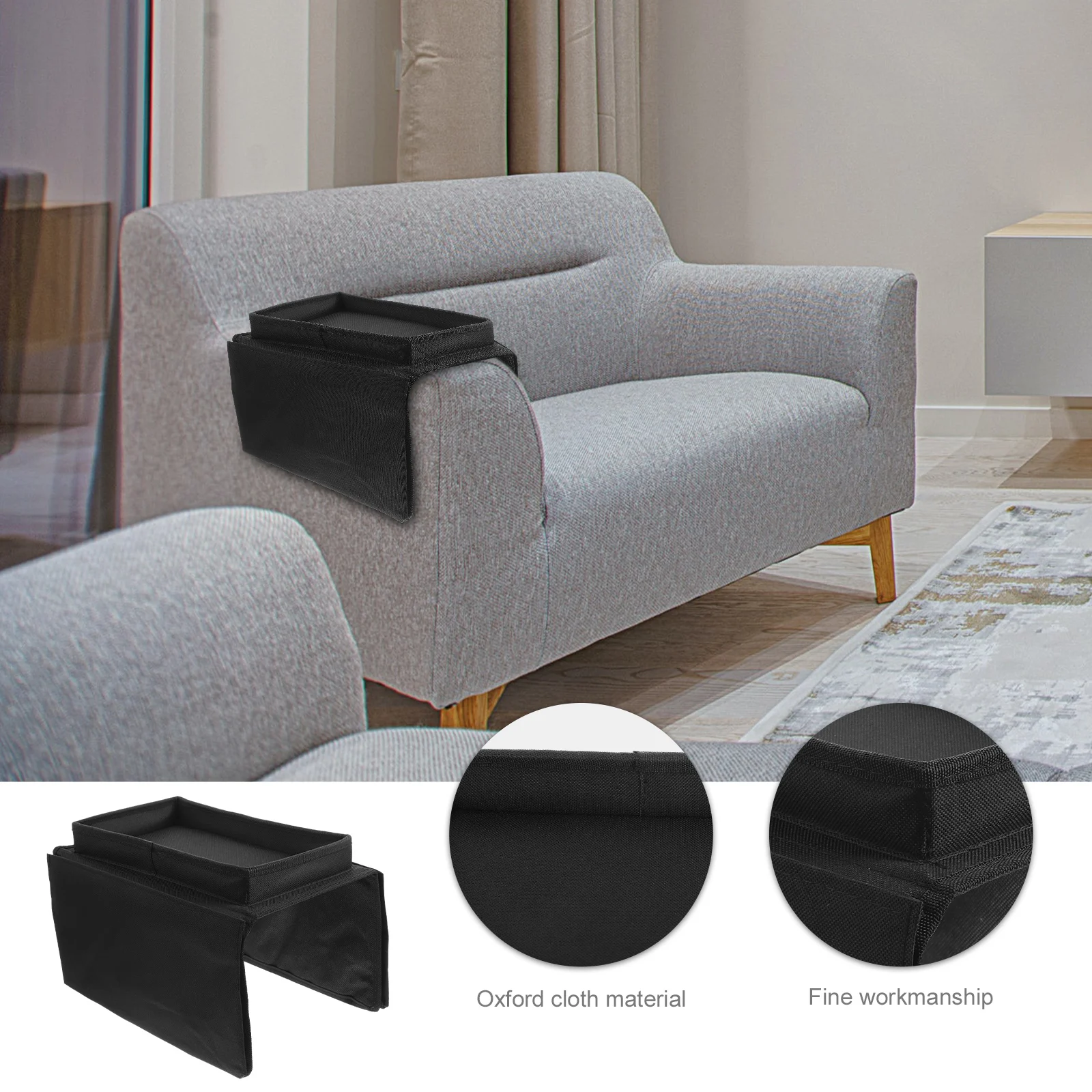

1pcs Sofa Armrest Storage Organizer Hanging Pocket Oxford Cloth Multi-functional Remote Tray Home Decor Holds