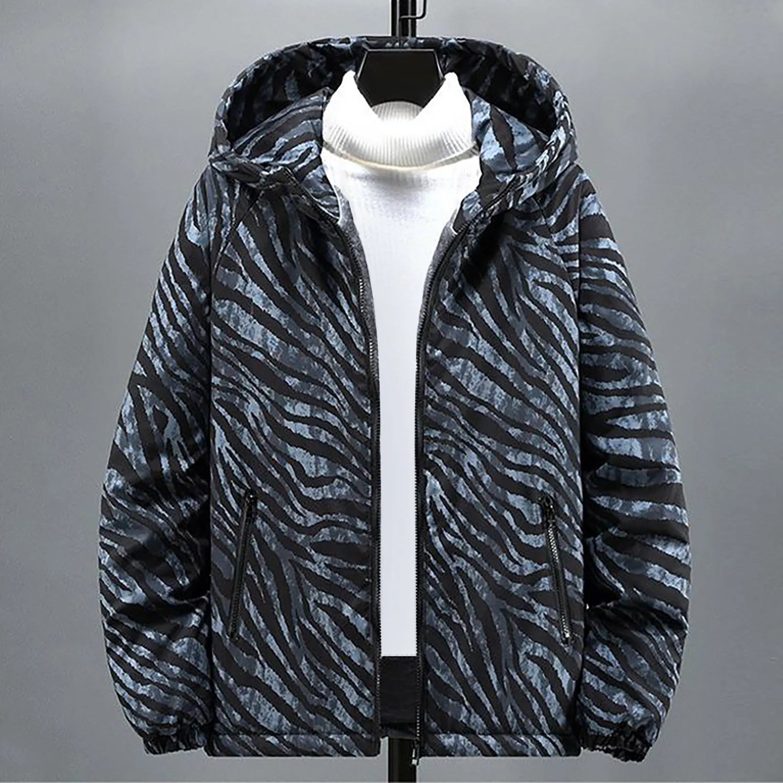 

Men's Autumn Winter Jacket With Hood Warm Insulated Coat For Casual Wear Mens Zippe Fleece Jacket Light Pullover Jacket Men