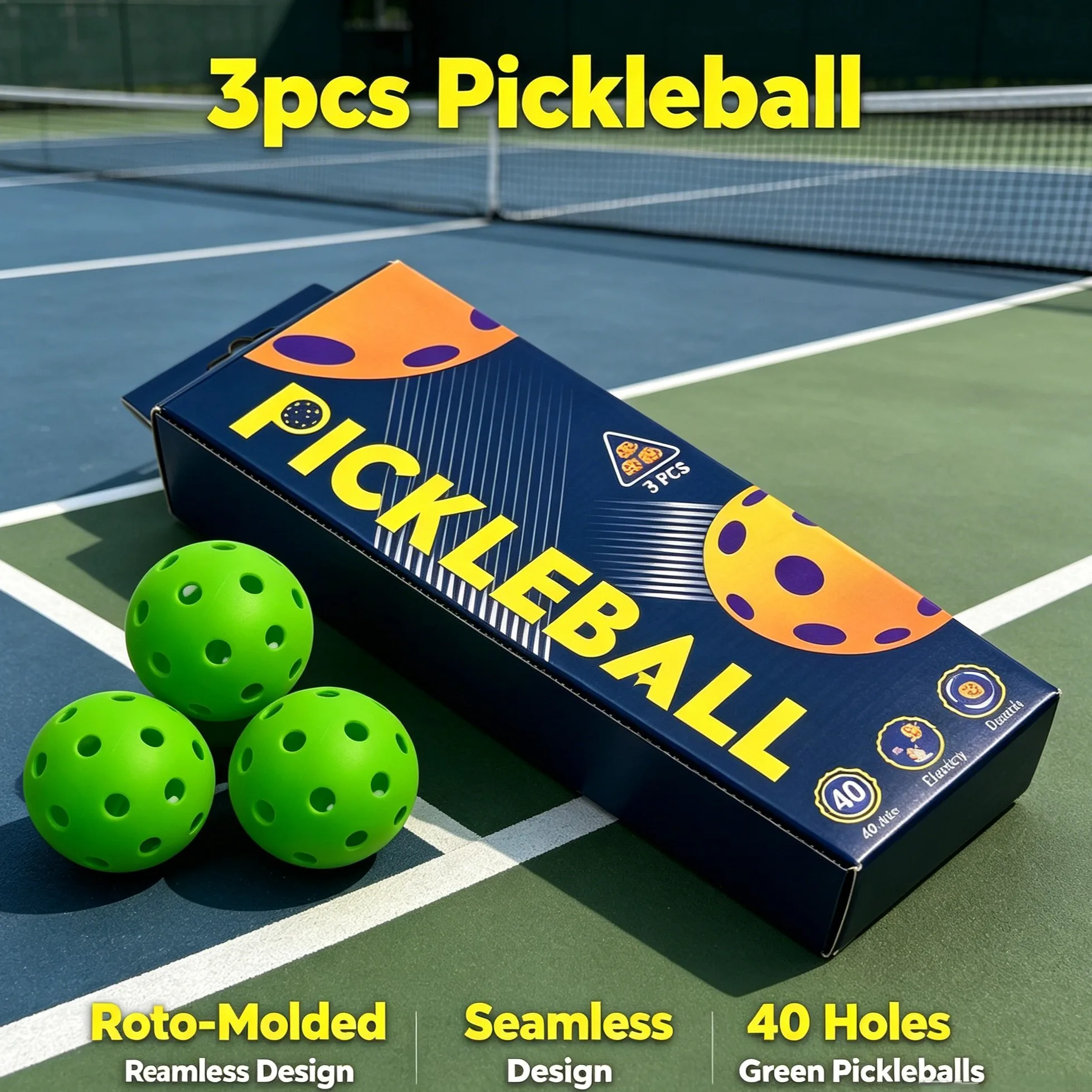 

3PK Pickleball Rocks – USAPA Approved, 40H Seamless Roto-Molded, Unreal Bounce & True Flight – Durable AF for Any Court– Built to Crack the Court