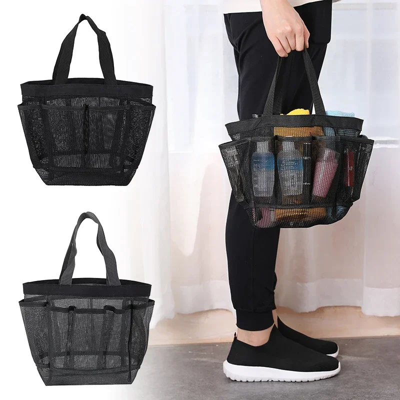 Mesh Quick Dry Shower Tote Bag Makeup Comestic Storage Basket Portable Travel Shoe Bag Set Toiletry and Bath Organizer