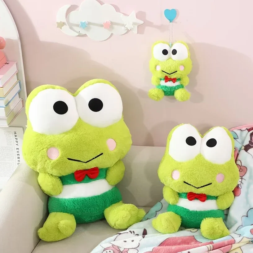 Sanrio Kero Kero Keroppi Plushies นุ่ม Big Eyed Frog Plush ของเล่น Kero Kero Keroppi ตุ๊กตากบอะนิเมะตุ๊กตากระเป๋าจี้ของขวัญ