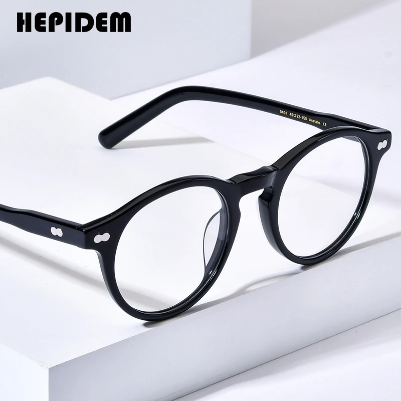 HEPIDEM Acetate Eyeglasses Frame Women Round Brand Designer Glasses Japanese Handmade Eyewear Spectacles Miltzen 9401