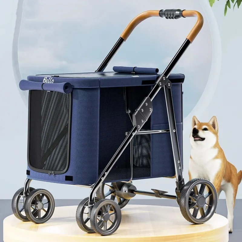 Pet Trolley Rabbit Small Light Cat Carrier Lightweight Foldable Cat Dog Stroller Outdoor Small and Medium Sized Old Dog Cart