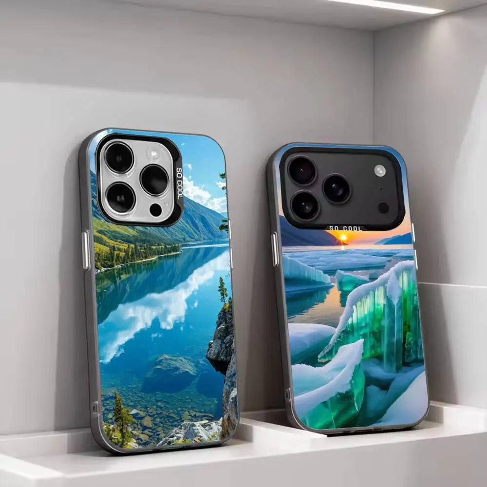 Lake Baikal Silver Gray Soft Protective Phone Case For iPhone 11,12,13,14,15,16,17 Pro Max Plus Air Mini