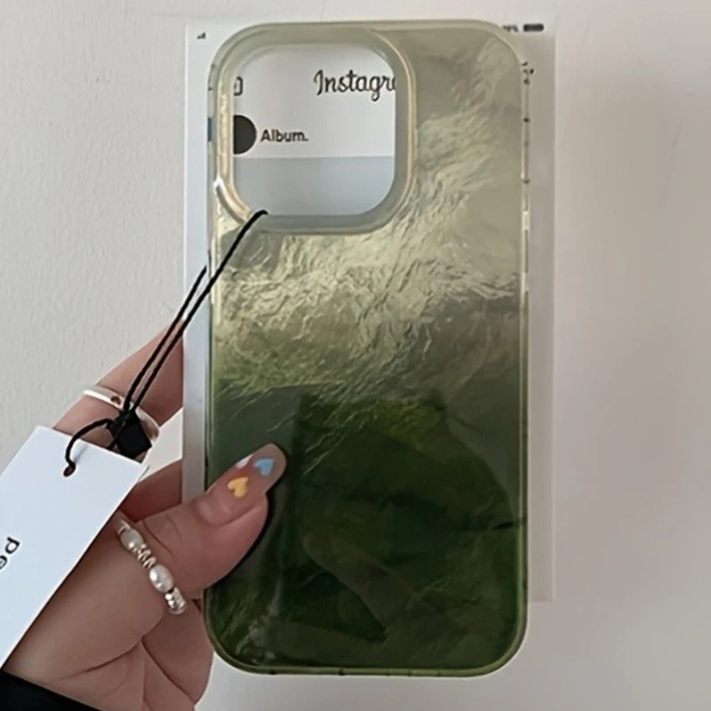 Klassische Farbverlauf-Matcha-Grün Kreative Gletscher-Vortex Handyhülle für iPhone 17 16 15 14 13 12 11 Pro Max 16 Plus Air 16E Cover