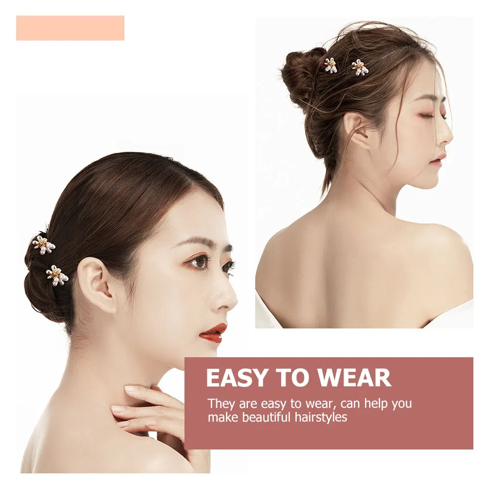 

10 Pcs Pearl Hair Claw Clips Lightweight Durable Hairstyling Tool Small Decorative Accessories Pearl Flower Design