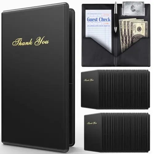 

Держатель для чеков для гостей, 60 штук – черный с золотым надписью «Спасибо», книга для счетов для ресторанов, 5,5 x 10 дюймов