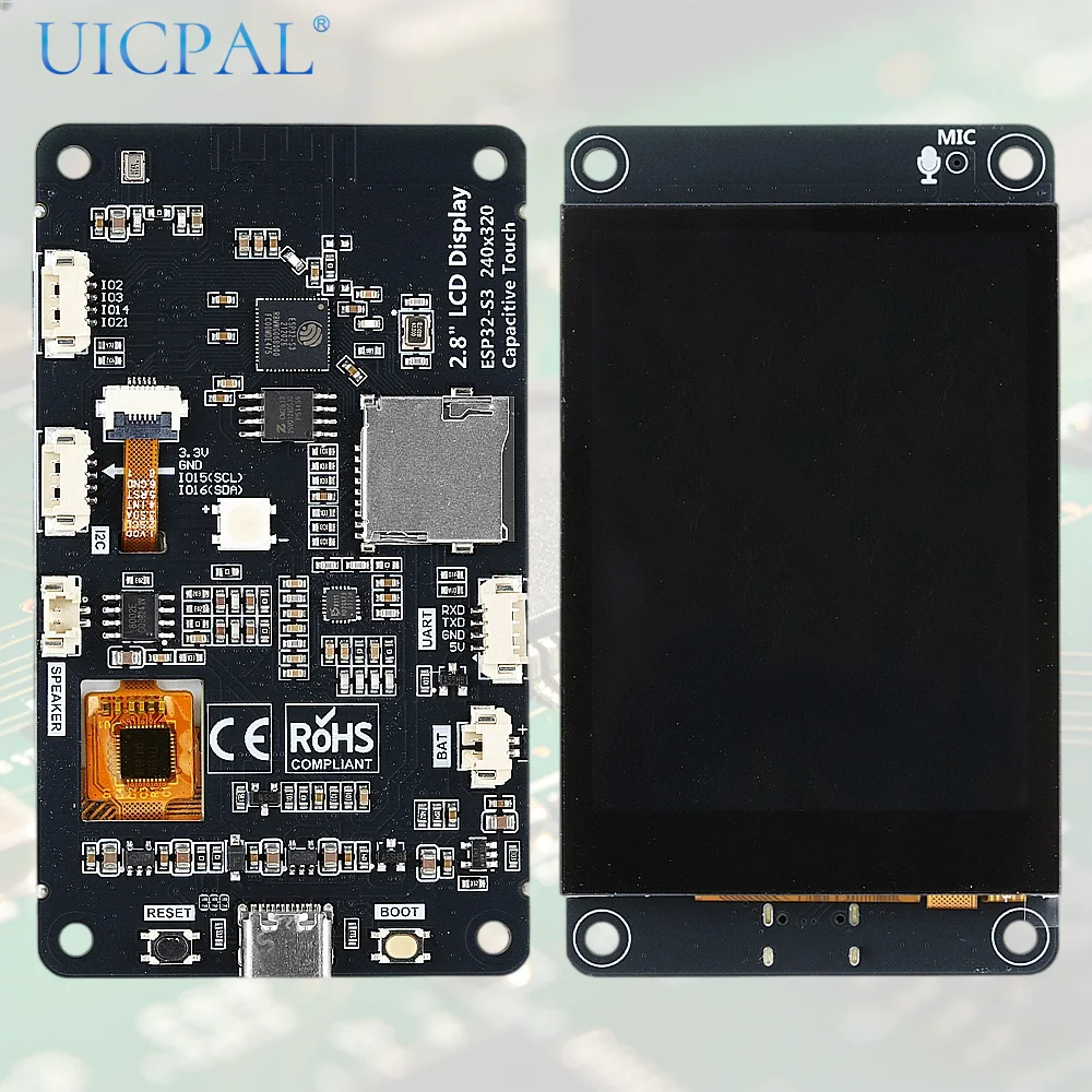 ESP32-S3 2.8 Inch IPS TFT Capacitive Touch Screen Development Board 240x320 WiFi BLE LVGL HMI GUI Type-C With Speaker Microphone