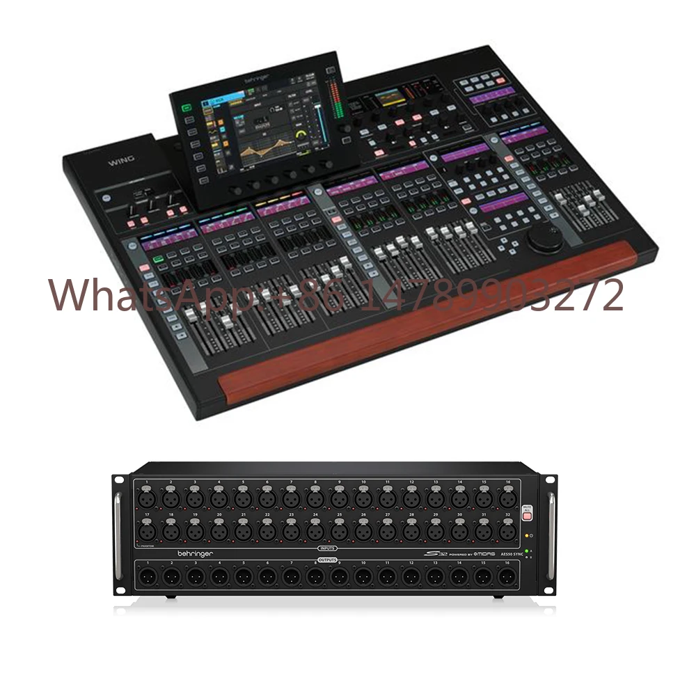 Mixer Digital Behringer WING-BK + Pacote S32 Stagebox, Equipamento de Música para Sistema PA, Console Digital de 48 Canais para Shows ao Vivo