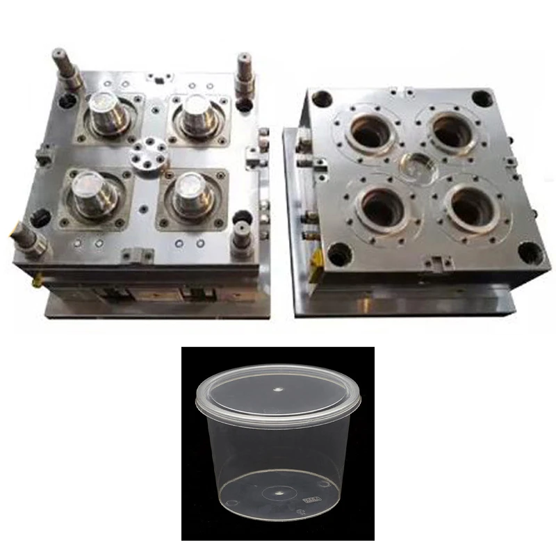 Common Lid Round Shaped Thin Wall Container Mould With Valve-Type Hot Runner