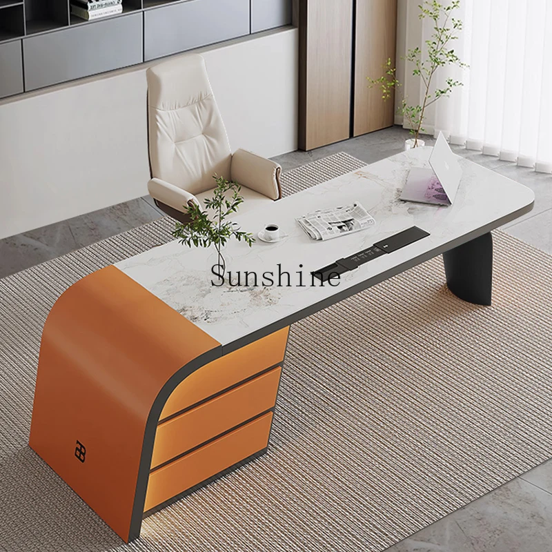 

Italian light luxury modern simple home study advanced inductor computer desk writing desk