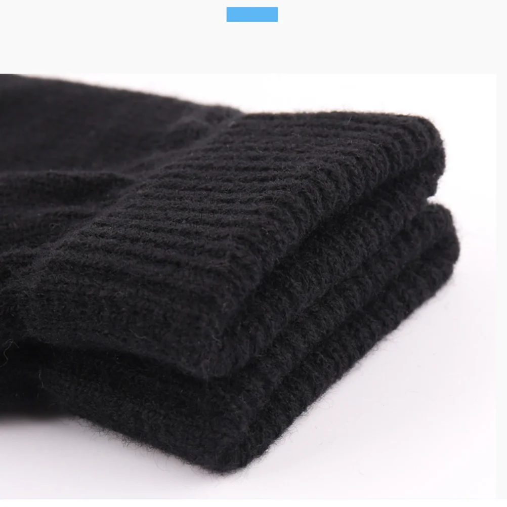 قفازات شاشة لمس محبوكة سميكة للرجال دافئة مضادة للرياح ومضادة للانزلاق للأنشطة الخارجية G1971 قفازات سوداء لمس الشاشة