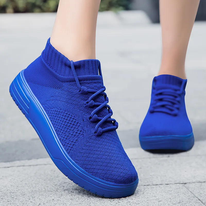 

Knit Blue Sneakers Men Sock Shoes Big Size 45-46 Lightweight Breathable Women's Sports Shoes Platform High Top Sock Sneakers Men