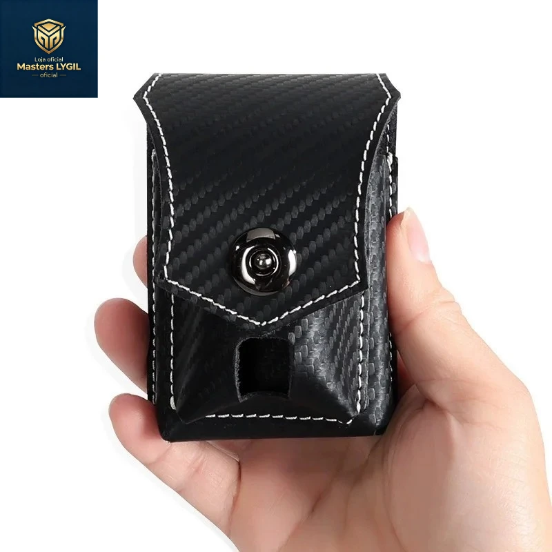 

2026 New Genuine Leather Cigarette Case Bag Lighter Holder 2-in-1 Vintage Men's Outdoor Belt Small Waist Pack Lighter Bag