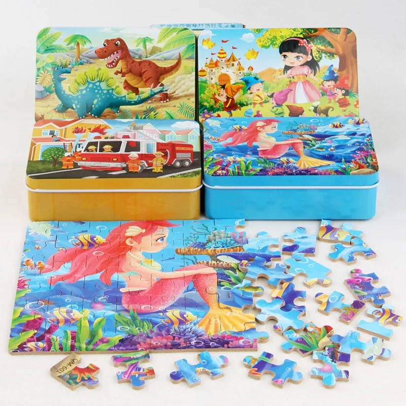 60 pièces Puzzle en bois enfants dessin animé Puzzle conseil bébé début éducatif apprentissage jouets interactifs enfants cadeaux de noël