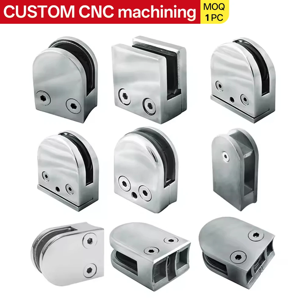 Custom CNC Turning and Milling Processing for Stainless Steel 316 D-Shaped Fixtures Zinc Alloy Balustrade Glass Clamps for Stair