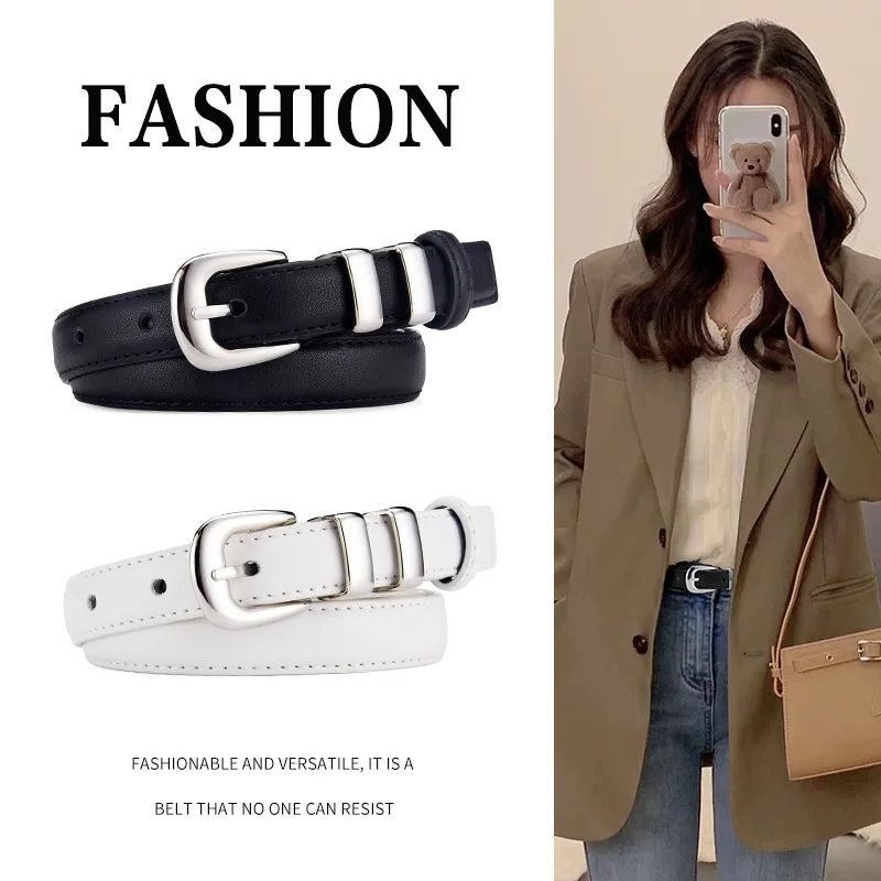 

Luxury New Belt Women's Versatile Fashion Thin Belt Simple Decoration with Dress Jeans Real Cowhide Belt