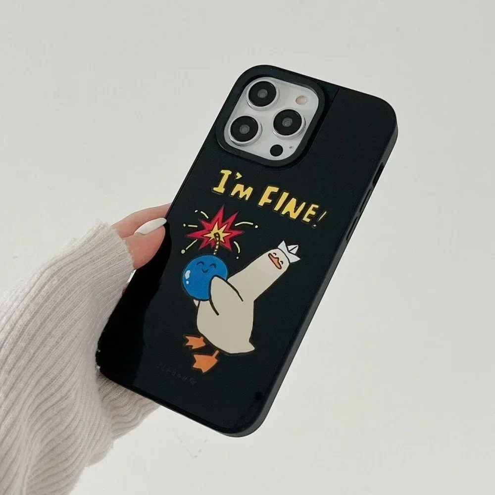 Sick of Everything Duck iPhone 11 12 13 14 15 Pro Max Mirror Surface MagSafe Case Cover Shell